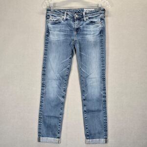 AG Adriano Goldschmied The Stilt Cigarette Roll-Up Skinny Blue Jeans 25 (28)